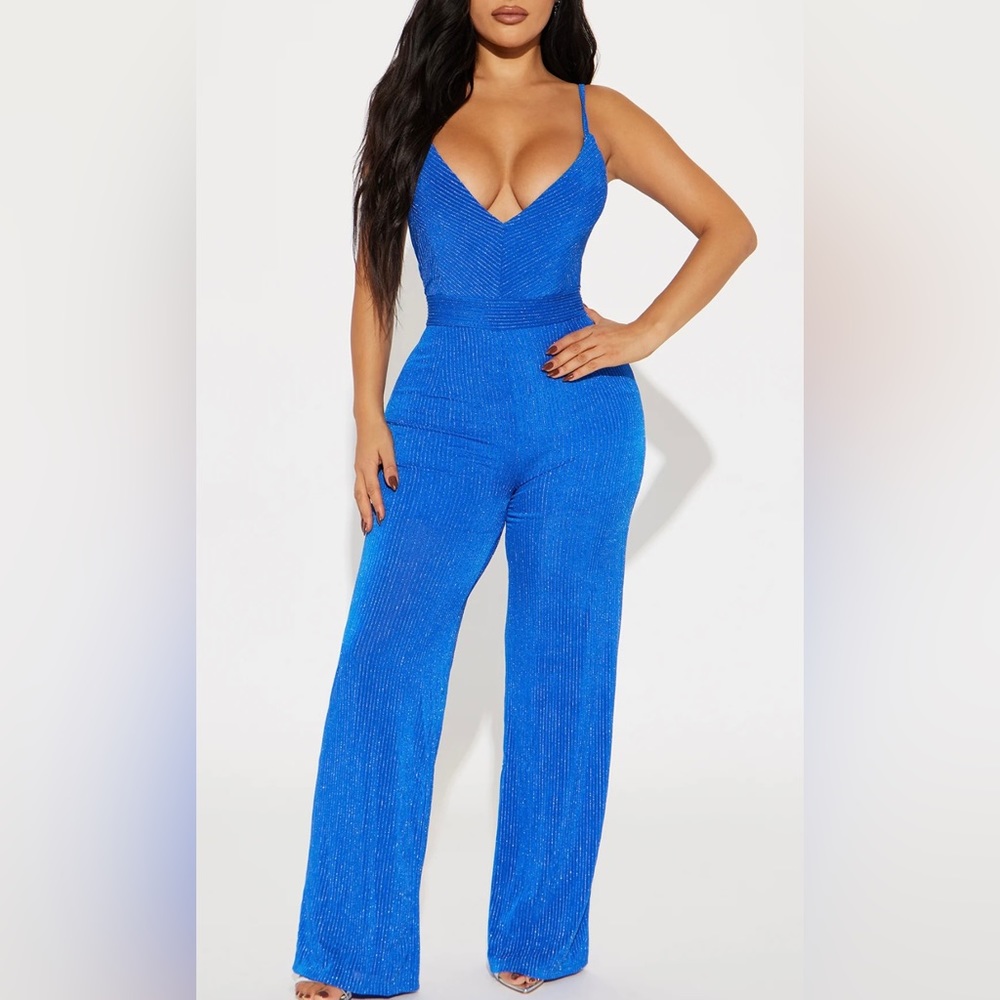 Royal Blue Sparkle Jumpsuit size small